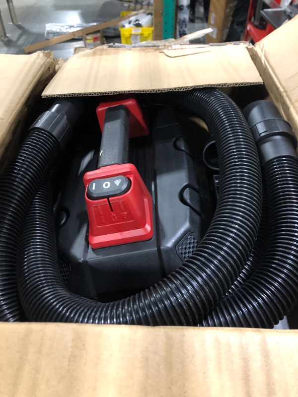 Photo 3 of Vacmaster VWMB508 1101 5 Gallon Wall-Mount Wet/Dry Vacuum with Remote Control Operation Red