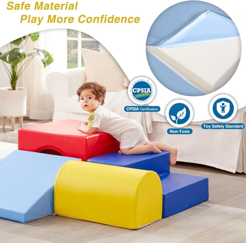Photo 1 of crkmire Kids Climb & Crawl Sets, 4-Piece Soft Foam Block Activity Play Structures Set for Baby Infant, Indoor Climber for Child Development, Color Coordination, Motor Skills (Multicolor-A)