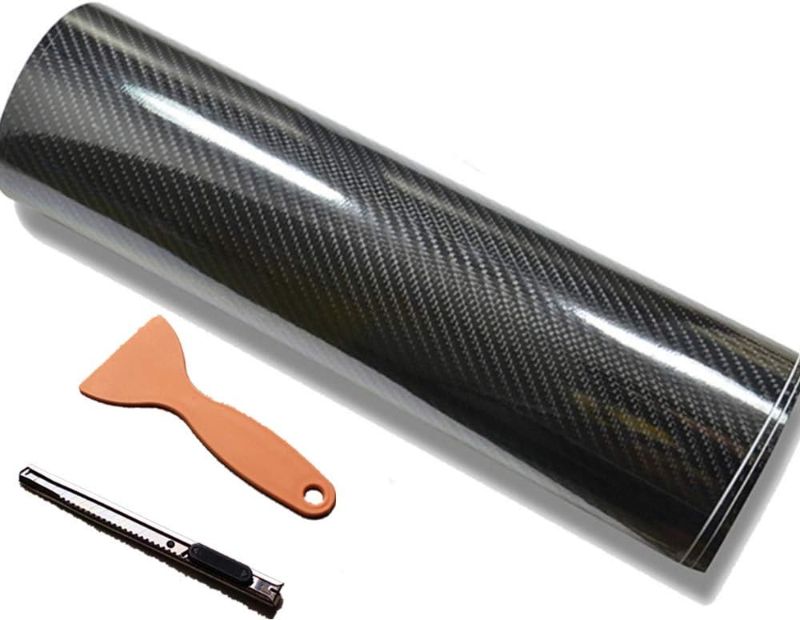 Photo 1 of 6D High Gloss Black Carbon Fiber Vinyl Bubble Free Air Release Car Wrap Film Automotive DIY Decals (60" X 60" / 5 FT X 5 FT)