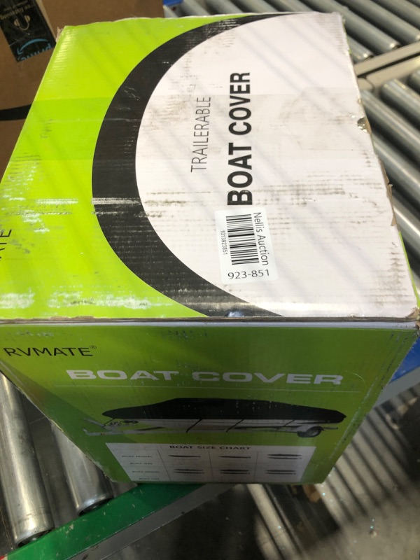 Photo 2 of RVMATE 12-14ft Boat Cover, 210D Marine Grade Polyester, Fits V-Hull, Tri-Hull, Fishing Boat, Runabout, Length:12’-14’, Beam Width:68”, Black 12-14FT*68IN, 210D BLACK