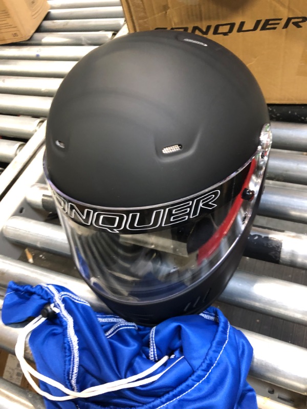 Photo 3 of Conquer Snell SA2020 Full Face Auto Racing Helmet X-Large Black