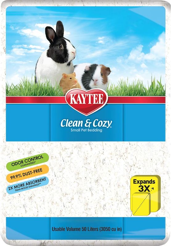 Photo 1 of Kaytee Clean & Cozy White Bedding Pet For Guinea Pigs, Rabbits, Hamsters, Gerbils, and Chinchillas, 50 Liters
