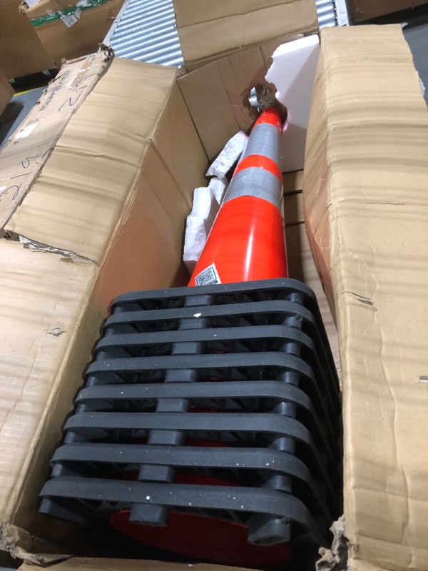 Photo 4 of (8 Cones) BESEA 28” inch Orange PVC Traffic Cones, Black Base Construction Road Parking Cone Structurally Stable Wearproof (28" Height) 01_28"(8 Cones)