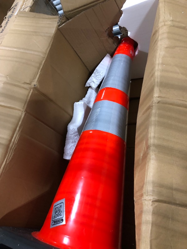 Photo 3 of (8 Cones) BESEA 28” inch Orange PVC Traffic Cones, Black Base Construction Road Parking Cone Structurally Stable Wearproof (28" Height) 01_28"(8 Cones)