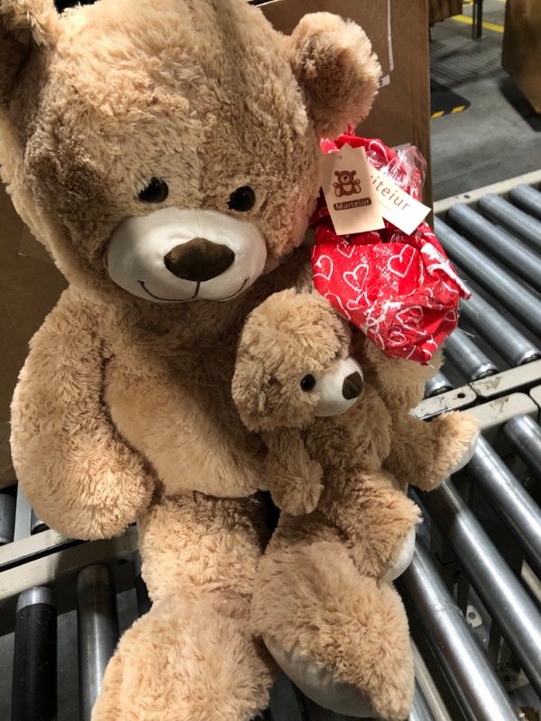 Photo 1 of Muiteiur Giant Teddy Bear Stuffed Animal Cute Mommy and Baby Bear Teddy Bear Baby Shower Plush Toy for Kids Boys Girls Great Gift for Christmas Valentines Day Party Decorations 40inch,Light Brown
