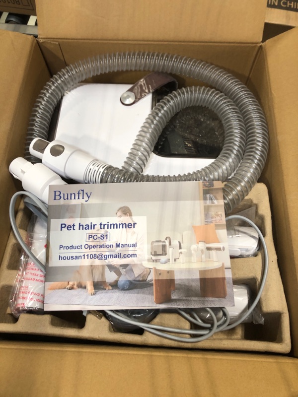 Photo 1 of Bunfly Dog Grooming Kit,13000Pa Strong Grooming & Vacuum Suction 99.99% Pet Hair, 7 Pet Grooming Tools for Dogs Cats, 3L Large Capacity Dust Cup, Quiet Pet Vacuum Groomer?Brown&White?