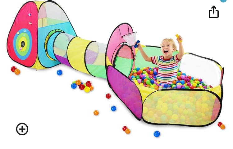 Photo 1 of 3 in 1 Kids Play Tent for Toddler with Castle Tent Ball Pit and Crawl Tunnel,Pop Up Toddlers Playhous,Great Gift for Boys and Girls Outdoor Indoor Balls Not Included(Colorful)
