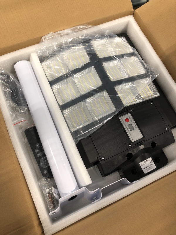 Photo 2 of A-ZONE 600W Solar Street Lights Outdoor, 60000LM Waterproof High Brightness Dusk to Dawn LED Lamp, with Motion Sensor and Remote Control, for Parking Lot, Yard, Garden, Patio, Stadium, Piazza