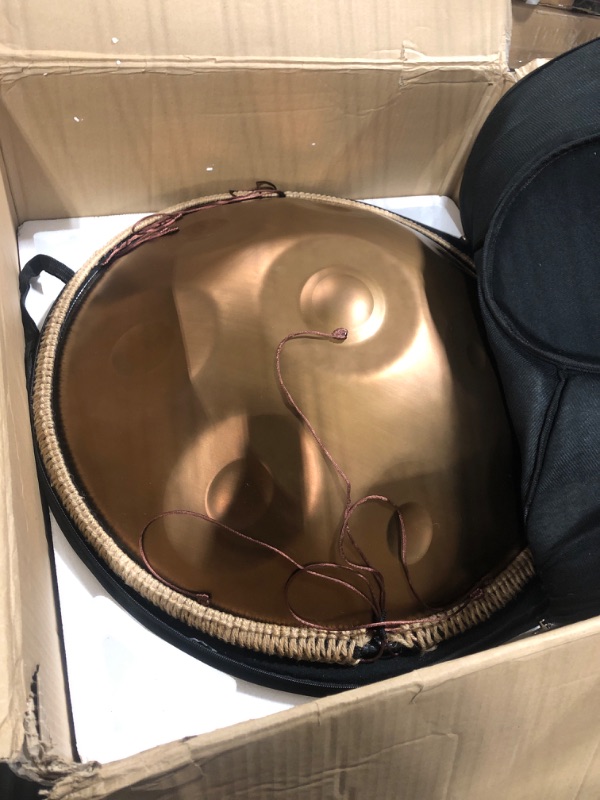 Photo 2 of AS TEMAN HANDPAN,Handpan drum instrument in D Minor 10 Notes 440Hz 22 inches Steel Hand Drum with Soft Hand Pan Bag, 2 handpan mallet,Handpan Stand,dust-free cloth 440Hz G-STL-10A