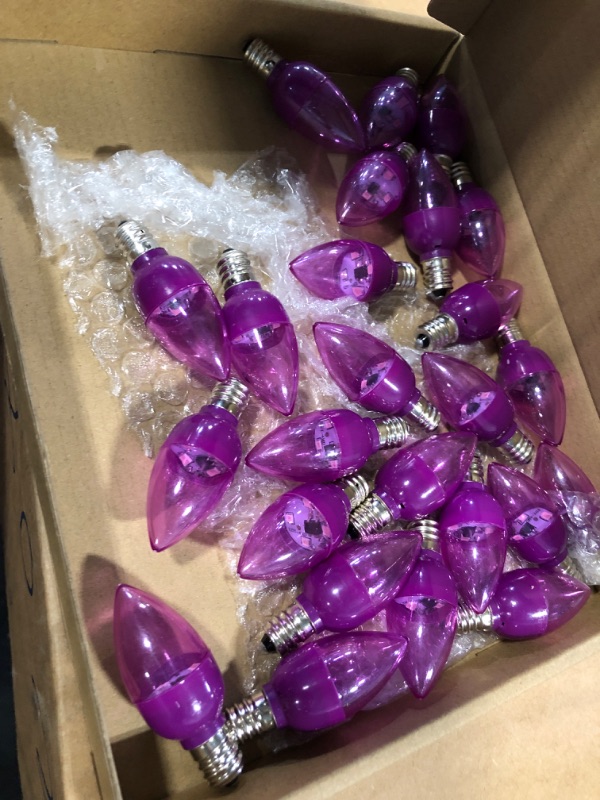 Photo 3 of 25 Pack LED Christmas C7 Light Bulbs 1W Night Light Bulb Mini Bulb Candelabra E12 Base Decor Bulb Indoor Outdoor Replacement Light Bulb Christmas Holiday Candle Light Bulb (Purple) 25 Purple