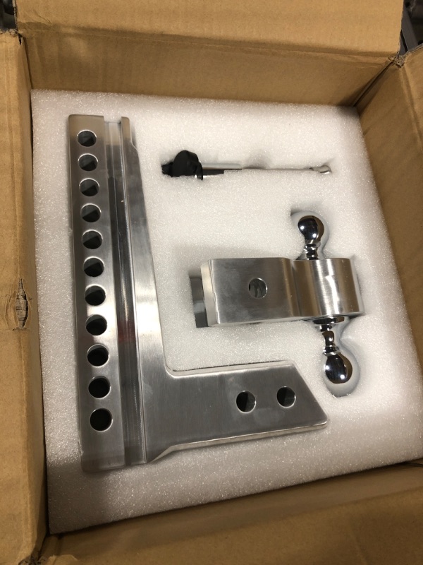 Photo 1 of LOCAME Adjustable Trailer Hitch, Fits 2.5-Inch Receiver Only, 10-Inch Drop/Rise Aluminum Drop Hitch,18,500 LBS GTW-Tow Hitch for Heavy Duty Truck with Double Stainless Steel Locks, Silver, LC0009 10 Inch Drop Hitch