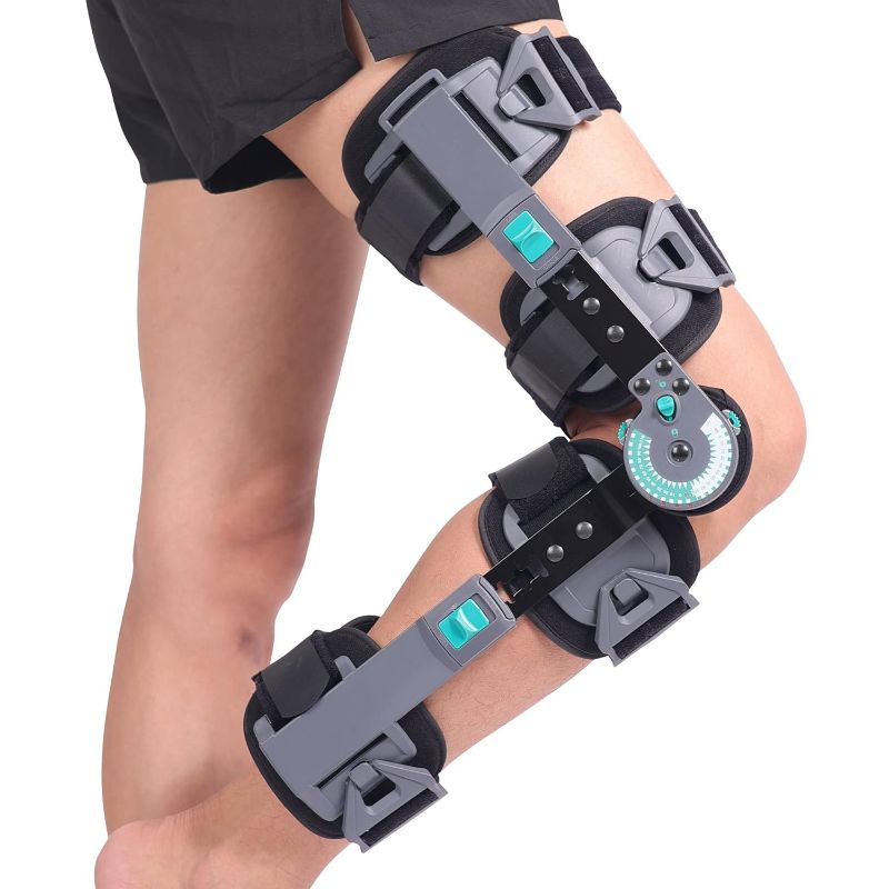 Photo 1 of ****** ONE HINGE DOESN'T LOCK ******* DOUKOM Hinged Knee Brace, Post Op ROM Adjustable Recovery Support for ACL, PCL, MCL, Meniscus Tear & Arthritis, Orthopedic Guard Immobilizer Stabilizer,One Size