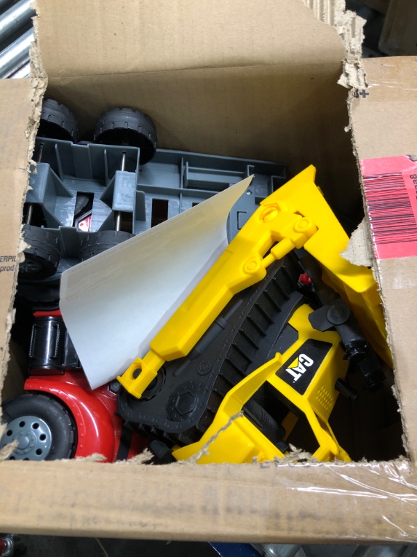 Photo 1 of CatToysOfficial, CAT Construction Heavy Movers, Semi Firetruck and Trailer, with Bulldozer, Lights & Sounds, Ages 3 and up CAT Heavy Movers FireTruck and Bulldozer