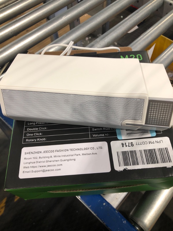 Photo 1 of Jeecoo M20 Bluetooth Computer Speakers for PC Desktop Monitor, Gaming PC Sound Bar - Wired USB-Powered, Superb Stereo Sound, with Gradient RGB Lighting, White