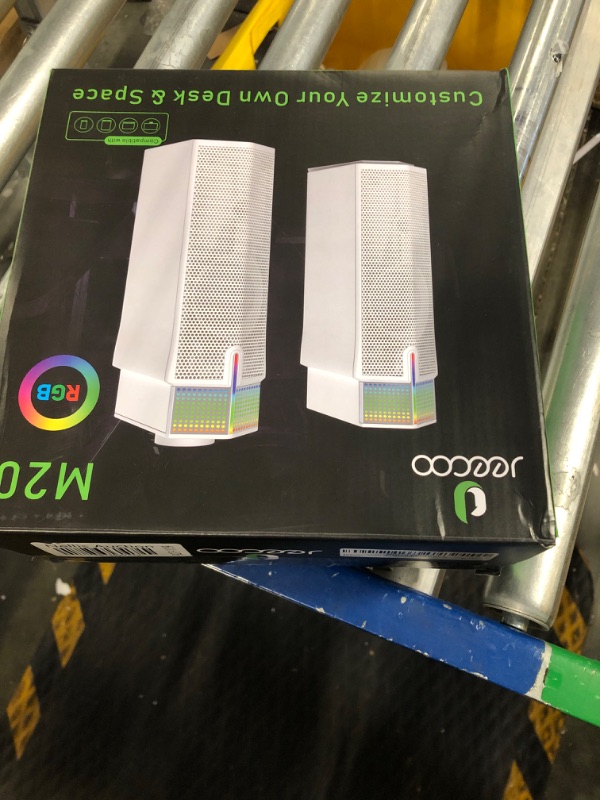 Photo 1 of Jeecoo M20 Bluetooth Computer Speakers for PC Desktop Monitor, Gaming PC Sound Bar - Wired USB-Powered, Superb Stereo Sound, with Gradient RGB Lighting, White