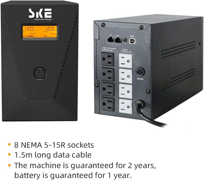 Photo 1 of 1500VA/900W Ups Battery Backup and Surge Protector,Computer Uninterruptible Power Supply Units,SKE Ups Power Supply
