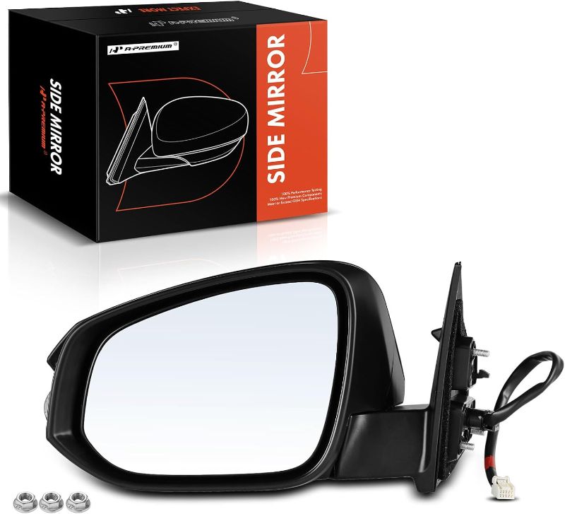 Photo 1 of A-Premium Driver Side Power Door Mirror Compatible with Toyota Highlander 2014 2015 2016 2017 2018 - Heated Manual Folding Black Outside Rear View Mirror with Turn Signal Indicator
