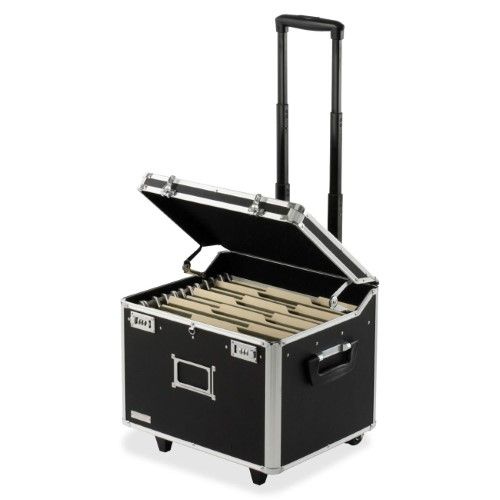 Photo 1 of Vaultz Portable File Box with Handle - 15 x 14 x 17 Inch Letter/Legal Size Mobile Lock Box with Wheels for Filing & Storage - Double Combination Locking Cabinet - Black 14.5" x 17.5" x 15.5" Black