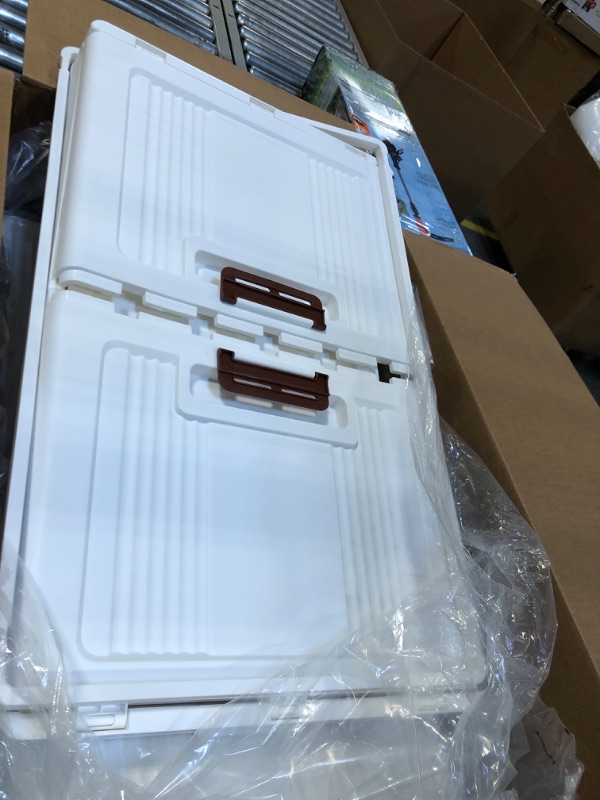 Photo 1 of CARVPUMS Stackable Collapsible Storage Bins with Lids Closet Organizers Nightstand Foldable Plastic Home Container with Door for Kitchen Livingroom Bedroom Office Bathroom (19Gal 3Pack)