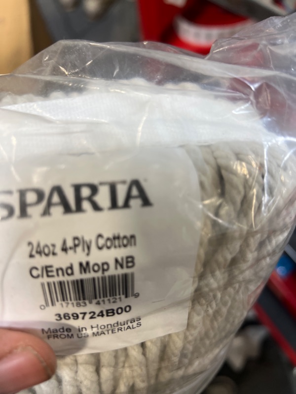Photo 1 of 24 oz. Cotton Cut-End Mop Head, 4Ply, Wide Band, White