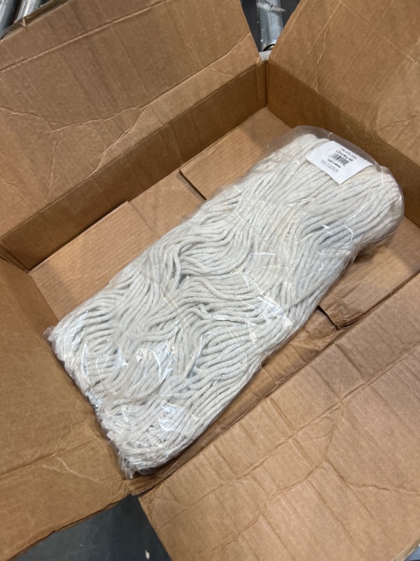 Photo 1 of 24 oz. Cotton Cut-End Mop Head, 4Ply, Wide Band, White