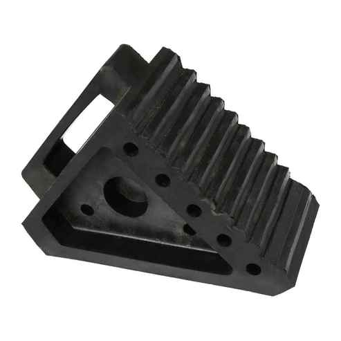 Photo 1 of MAXXHAUL 70472 Solid Rubber Heavy Duty Black Wheel Chock 1-Pack, 8" x 4" x 6"