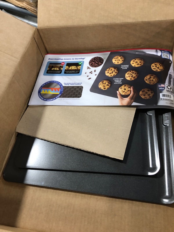 Photo 3 of GoodCook AirPerfect Set of 2 Insulated Nonstick Baking Cookie Sheets, Assorted Pan Sizes Medium & Large Gray