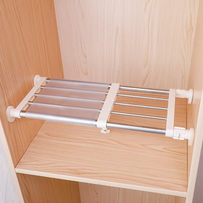 Photo 1 of Hershii Closet Tension Shelf & Rod Expandable Metal Storage Rack Adjustable Organizer DIY Divider Separator for Cabinet Wardrobe Cupboard Kitchen Bathroom?15.74-23.62inches, 1 pcs