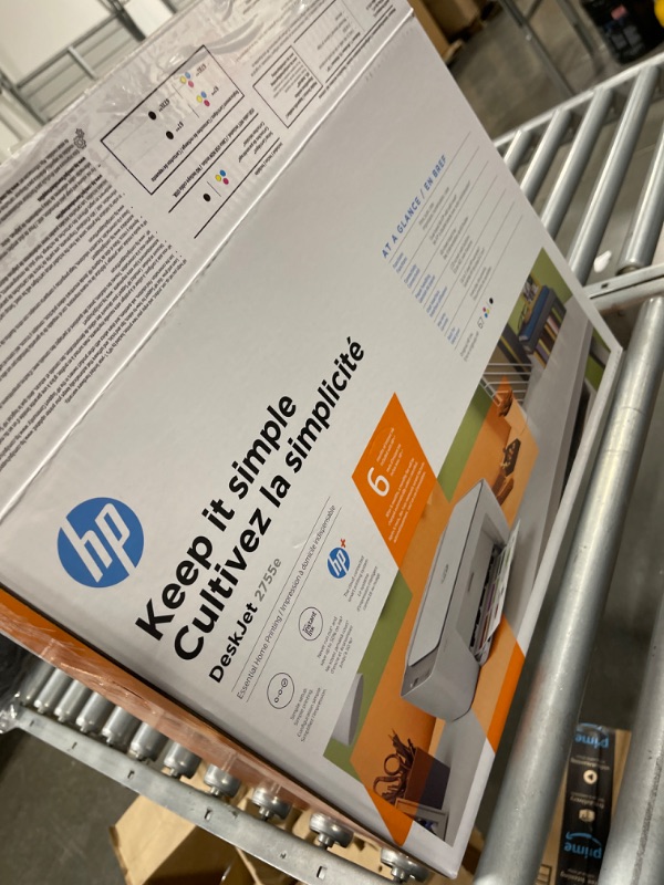 Photo 1 of HP DeskJet 2755e Wireless Color All-in-One Printer with bonus 6 months Instant Ink (26K67A), white