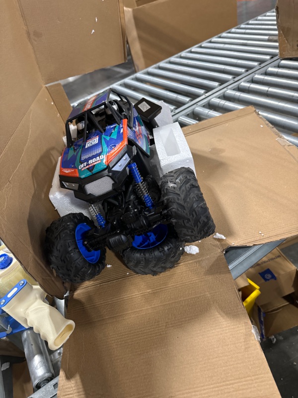 Photo 1 of DEERC DE60 Large 1:8 Scale Upgraded RC Cars Remote Control Car for Adults Boys,Off Road Monster Truck with Realistic Sound,2.4Ghz 4WD Rock Crawler Toy All Terrain Climbing,2 Batteries for 80 Min Play Classic Blue