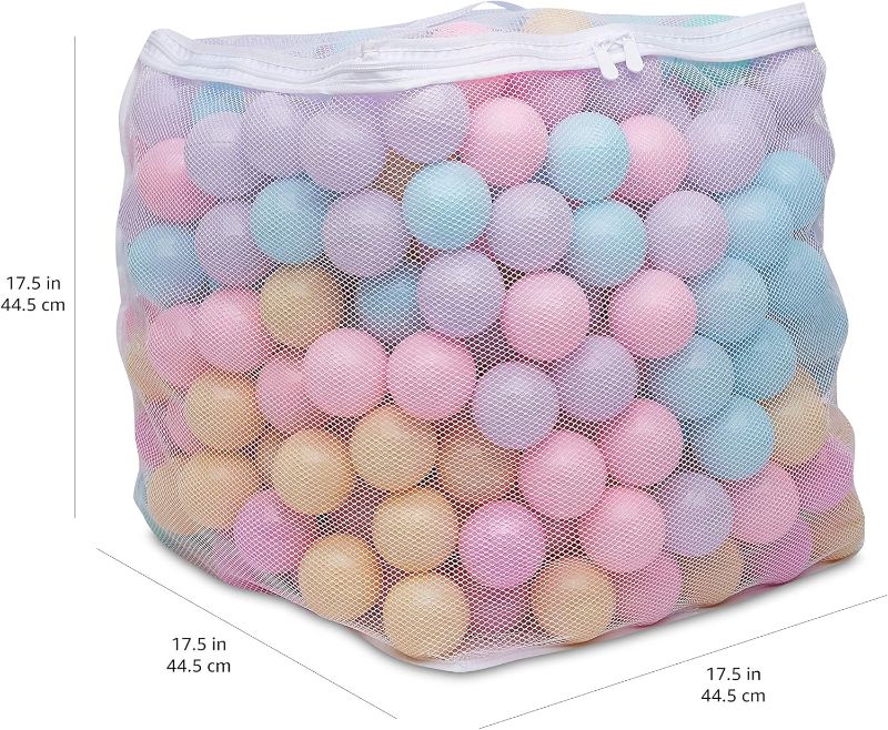 Photo 1 of Amazon Basics BPA Free Crush-Proof Plastic Ball, Pit Balls with Storage Bag, Toddlers Kids 12+ Months, Pack of 400 Balls, 6 Pastel Colors