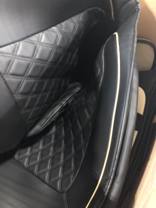 Photo 1 of MotorBox Faux Leather Seat Covers for Cars Trucks & SUV, Black & Beige Prestige Edition Car Seat Covers Full Set, Diamond Stitched Cushioned Interior Protectors for Automotive Seats Black & Beige Full Set