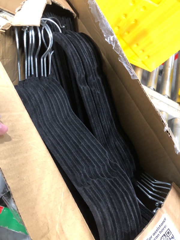 Photo 3 of Zober Premium Velvet Hangers - Non-Slip, Durable, Space Saving Clothes Hangers for Closet w/ 360 Degree Chrome Swivel Hook - Coat Hangers Hold up to 10 Lbs - 50 Pack - Black Black 50 Pack