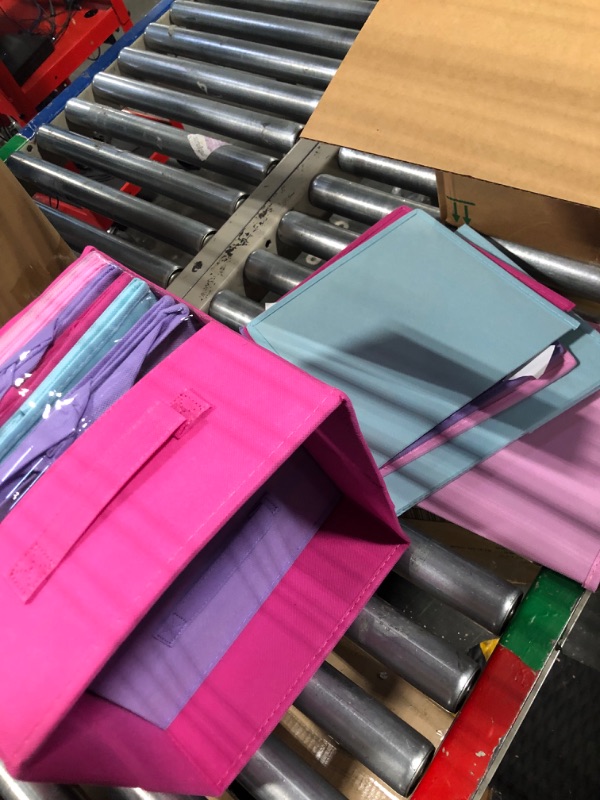 Photo 4 of 12 Pcs Cube Storage Bin 11'' Collapsible Storage Cubes Foldable Cube Storage Organizer Bins Fabric Bins Storage Basket Fabric Cubby Boxes for Shelf (Sky Blue, Purple, Pink, Rose)