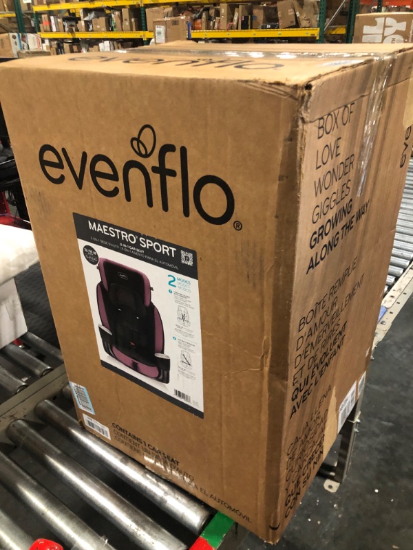 Photo 2 of Evenflo Maestro Sport Convertible Booster Car Seat, Forward Facing, High Back, 5-Point Harness, For Kids 2 to 8 Years Old, Whitney Pink