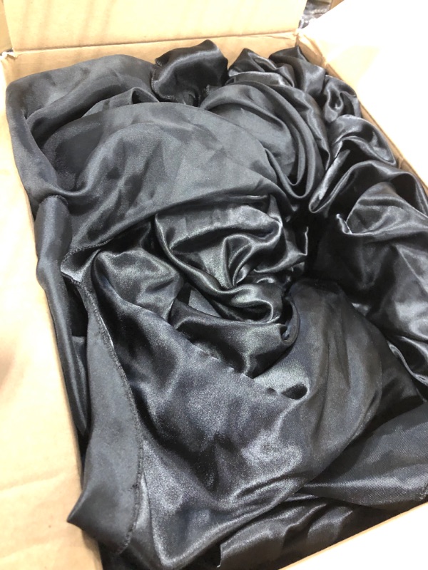 Photo 2 of  Satin Sheets Luxury Silky Soft Bed Sheets, Wrinkle-Free Black Satin Silk Sheet Black
