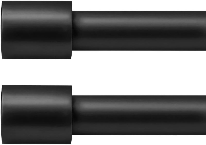 Photo 1 of ZYRW 2 Pack Black Curtain Rods for Window 84 to 120 inches (7-10 feet), Heavy Duty Single Curtain Rod with Cylindrical End Caps, 1 Inch Diameter Adjustable Drapery Rods of Window Treatment,Matte Black
