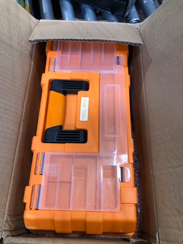 Photo 3 of Torin 17-Inch Plastic Tool Box,3-Tiers Multi-Function Storage Portable Toolbox Organizer, Black/Orange ATRJH-3430T