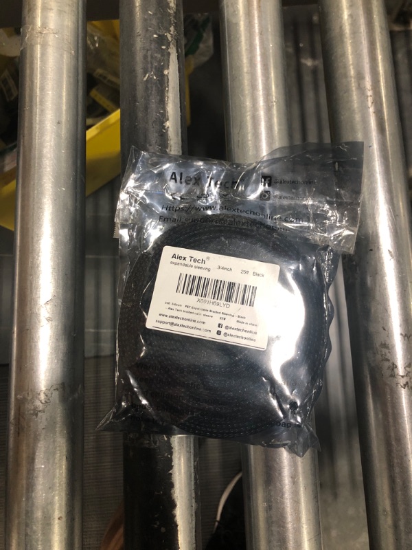 Photo 1 of 25ft - 3/4 inch PET Expandable Braided Sleeving – Black – Alex Tech Braided Cable Sleeve 3/4"-25ft Black