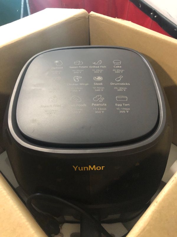 Photo 6 of ***FOR PARTS*** YunMor Air Fryer Max XL 6.5-Qt DIY Air Fryer Oven Exclusive Recipes, Healthy 8-in-1 Cooking, Visible Window, Custom Temp/Time Air Fryer Oven