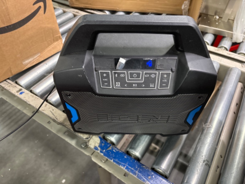 Photo 2 of ION Tailgater Boom - Outdoor Portable Bluetooth Speaker with Mic in, FM Radio, USB Port, Battery, IPX5 Water-Resistant, Wireless Stereo-Link, App, 60W