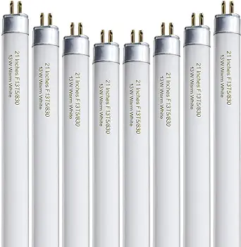 Photo 1 of 21 Inch T5 Fluorescent Light Bulb 13 Watt F13T5/WW Compatible for Sylvania Satco Philips GE Under Cabinet Tube Light Warm White 800 Lumen G5 Base 8 Count