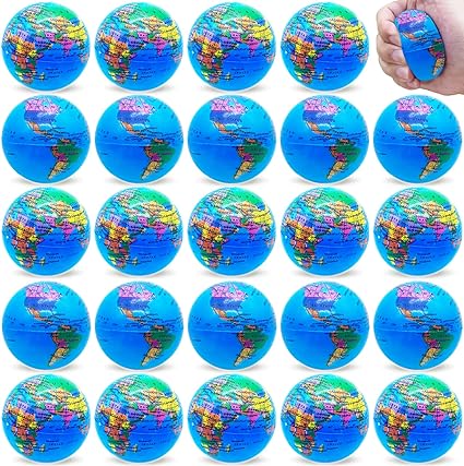 Photo 1 of 24 PCS Globe Squeeze Balls,2.5 Inch Stress Ball,Pressure Relieving Health Balls,Foam Squeeze Balls for Kids,School,Classroom,Party Favors