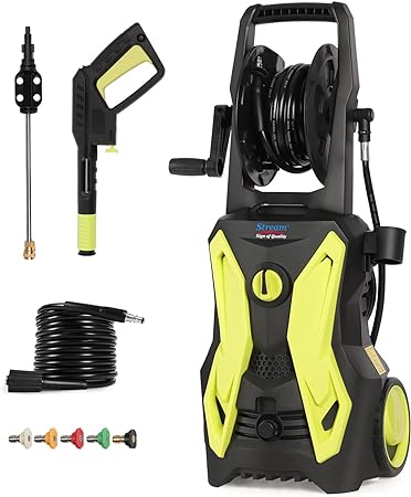 Photo 1 of 3500PSI Pressure Washer, 2.8GPM Electric Power Washer with Hose Reel, High Pressure Cleaner Machine, 5 Quick Connect Nozzles & Foam Cannon Tank for Cleaning Cars, Home, Patios,Driveway (Green)