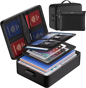 Photo 1 of ENGPOW Fireproof Document Bag with Lock, Fireproof?Waterproof File Organizer Bag with Money Bag, 5 Layers Protection Fireproof Bag Safe Storage for Important Documents,Passport,Laptop,Certificates