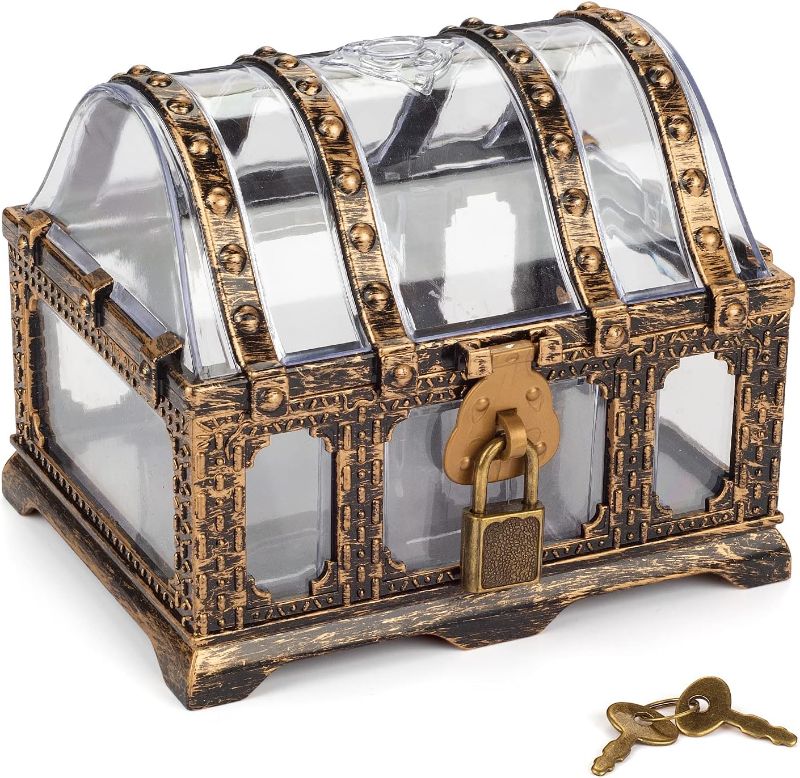 Photo 1 of 
Pemalin Transparent Antique Treasure Chest for Kids,Plastic Pirate Storage and Decorative Box