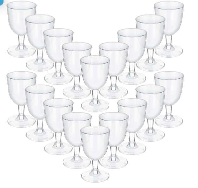 Photo 1 of 48 Pcs Disposable Plastic Wine Glasses 6 oz Party Wine Cups Hard Plastic Drinking Glasses with Stem Stackable Stemmed Plastic Goblets for Champagne Dessert Wedding Home Toasting (Clear)