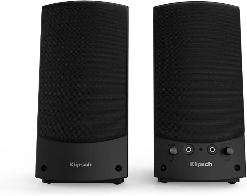 Photo 1 of Klipsch ProMedia 2.0 Multimedia Compact Computer Speaker System Compatible for Any Laptop, Desktop, or Mobile Device for Premium Home Office, Workstation, or Gaming System,Black
