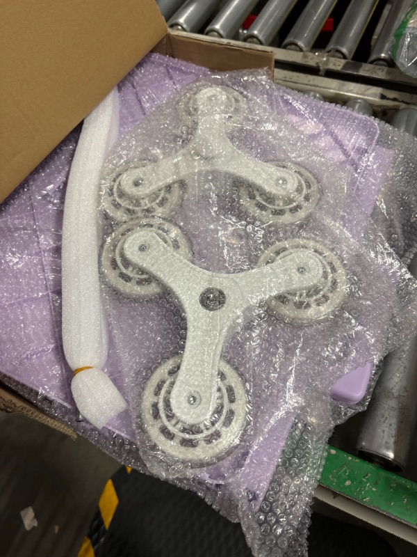 Photo 2 of Foldable Utility Cart with Stair Climbing Wheels,Collapsible Rolling Crate with Magnetic Lid Telescopic Cover,Telescoping Handle,360° Rotate Wheel Hand Cart for teacher Shopping Moving Grocery(Purple) Purple Pro