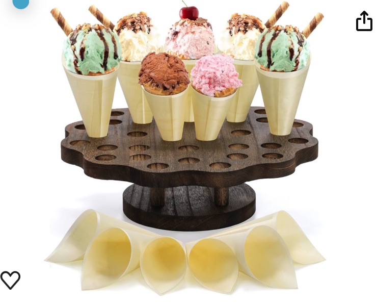 Photo 1 of *** MISSING PARTS***
AVLA Ice Cream Cone Holder with 100 Wooden Cones, 36 Holes Waffle Cone Display Stand, Snack Tray for Wedding, Hand Roll Sushi Popcorn Rack for Birthday Party, Buffet, Restaurant, Food Truck